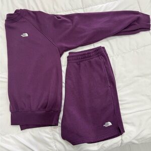The North Face Men’s Purple Sweatshirt and Shorts Large